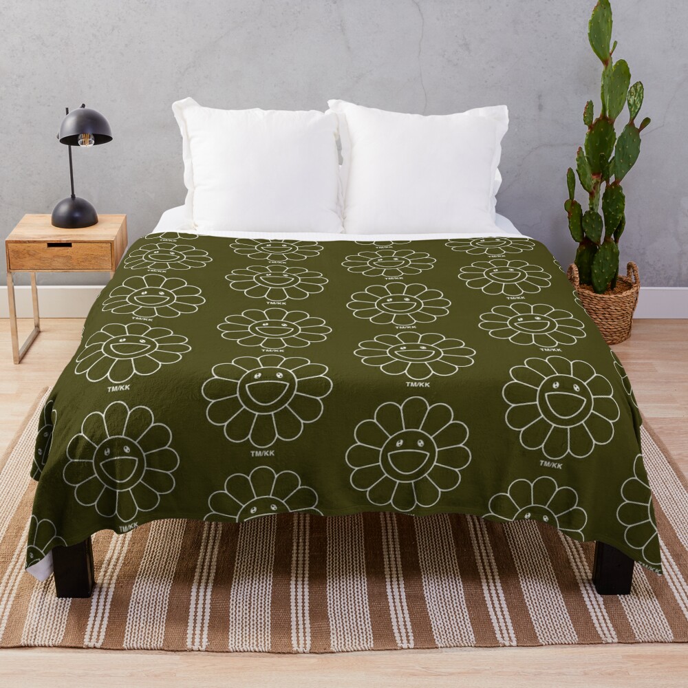 SMILING FLOWER HYPEBEAST MASK OLIVE GREEN Throw Pillow for Sale by  aydapadi