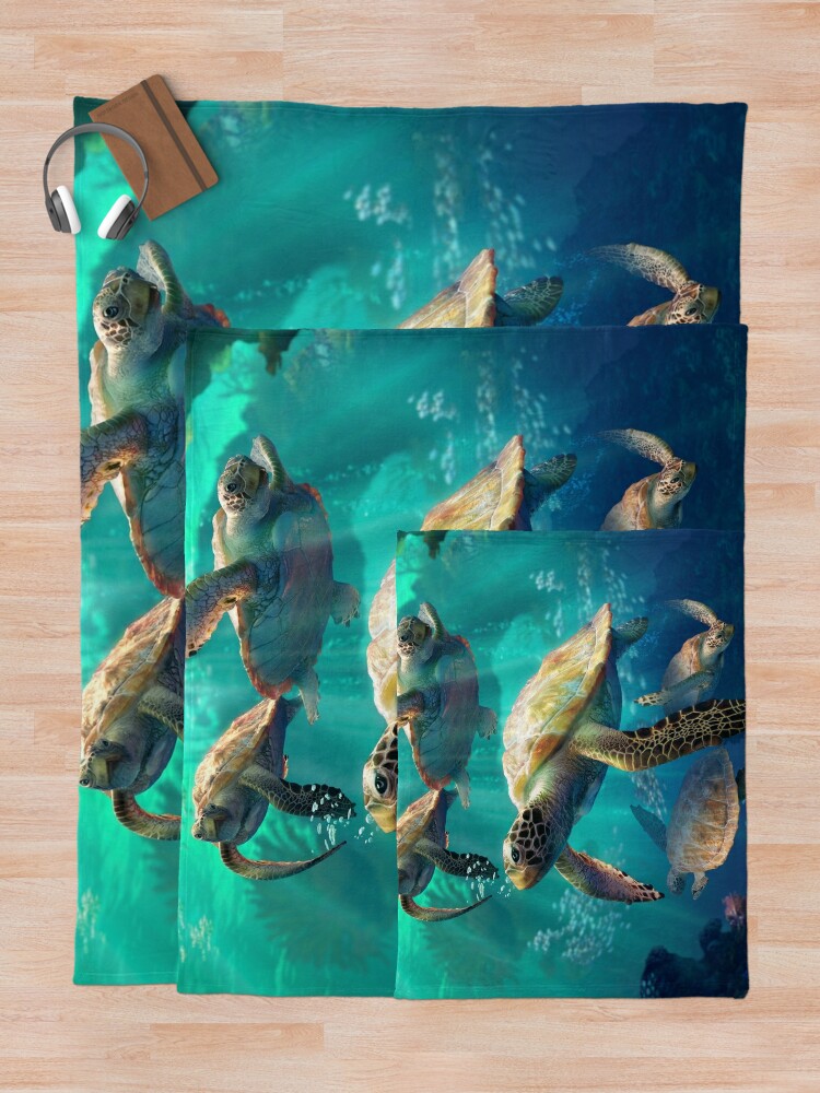 Alternate view of Sea Turtles Throw Blanket