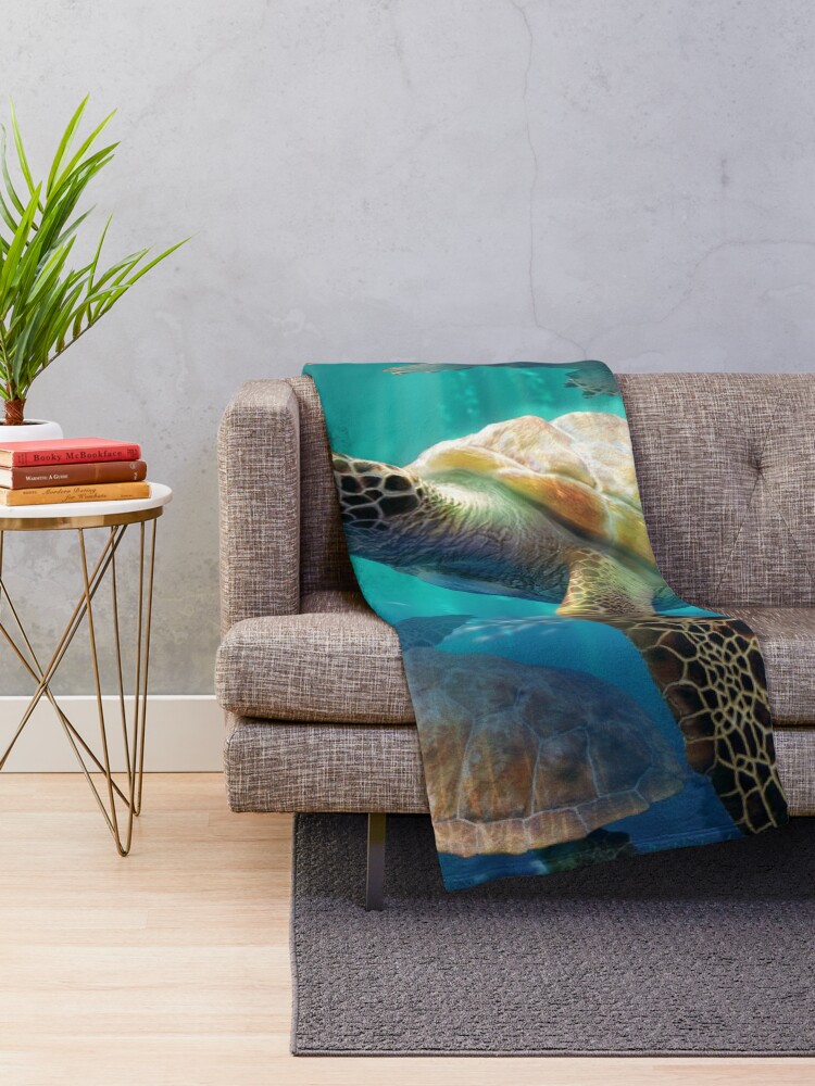 Alternate view of Sea Turtles Throw Blanket