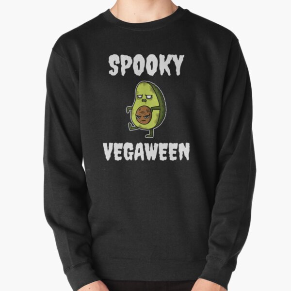 Spooky Vegaween Vegan Halloween with Zombie Avocado Pullover Sweatshirt