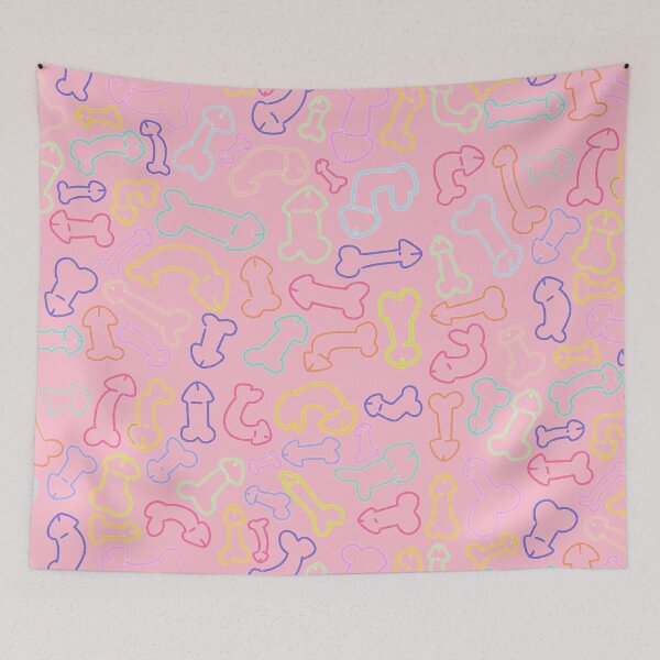 Item preview, PASTEL PENIS PATTERN MASK LIGHT PINK designed and sold by aydapadi.