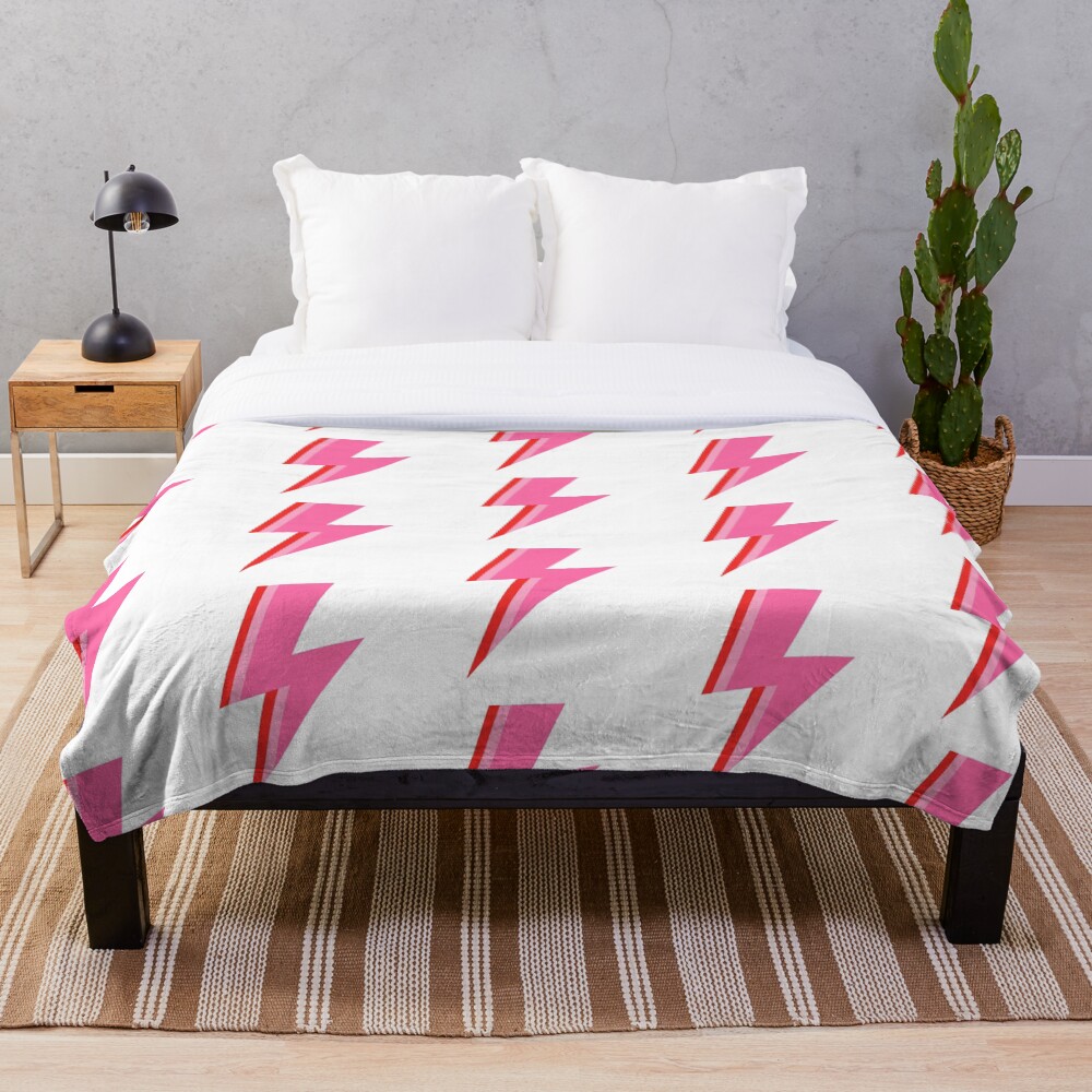 Pink and Red Striped Lightning Strike Throw Blanket