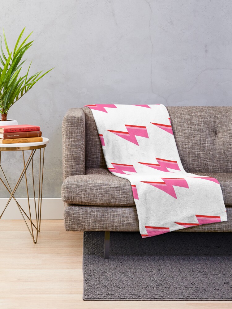 Alternate view of Pink and Red Striped Lightning Strike Throw Blanket