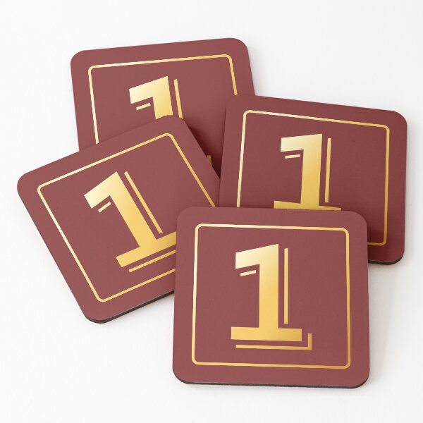 Item preview, Gold Monogram No Number 1 One on Fire Brick Red designed and sold by BleuSky.