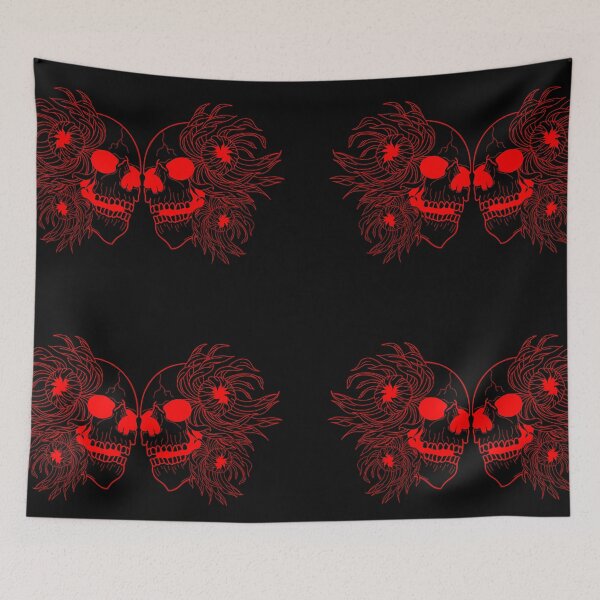 Item preview, Halloween red skull and chrysanthemums designed and sold by BV-creas.
