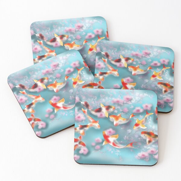 Item preview, Sakura and koi carp in aqua pond designed and sold by CuisineCat.