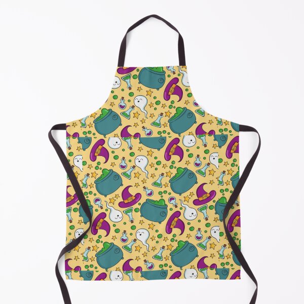 Item preview, Yellow, blue, green, purple Halloween watercolor pattern, boo, trick or treat, pumpkin, black cat, skull, spider web, witch stick, bat, witch hat, latest Halloween bestselling, trending designed and sold by August-E.