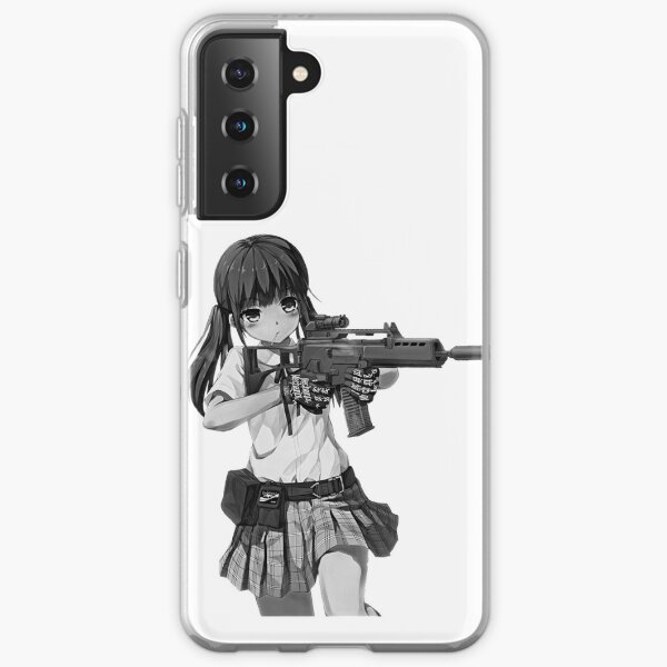 Sweet anime girl with a gun. Real anime princess with Heckler & Koch G36 assault rifle. | Manga, chibi. Samsung Galaxy Soft Case