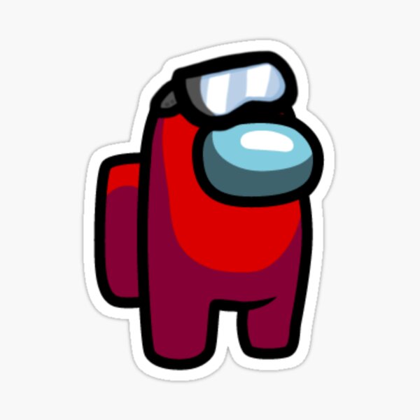 Red Among Us Character Black Goggles Sticker By Oliverhowells Redbubble