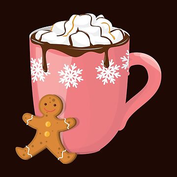 Cocoa In Red Cups With Marshmelow, Gingerbread Men And Gingerbread