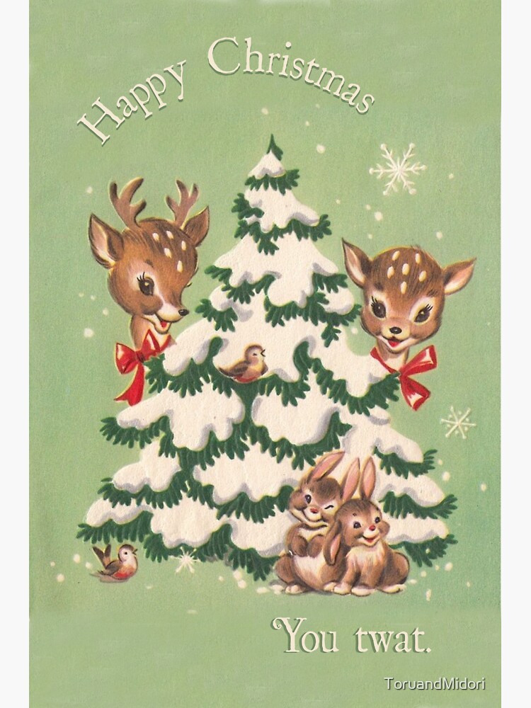 Happy Christmas You Tw T Funny Vintage Christmas Card Sticker For Sale By Toruandmidori