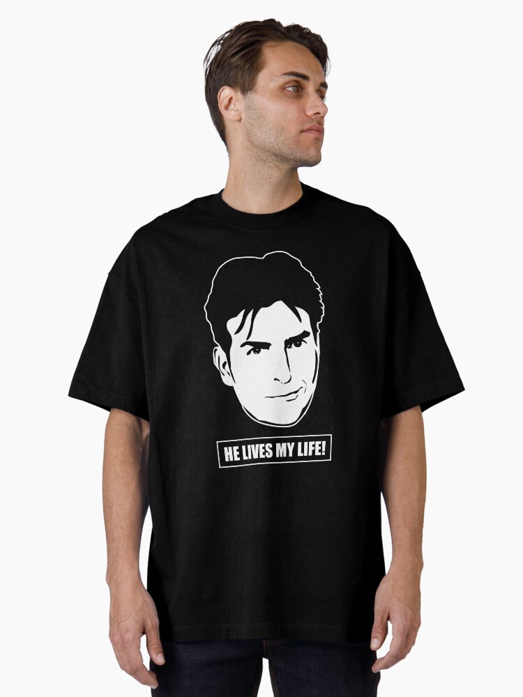 Thumbnail 1 of 7, Oversized T-Shirt, Charlie Sheen lives My Life designed and sold by Teecha.