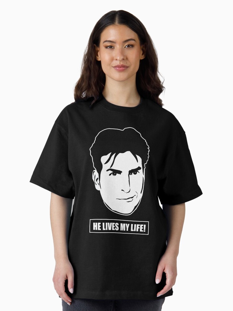 Thumbnail 2 of 7, Oversized T-Shirt, Charlie Sheen lives My Life designed and sold by Teecha.