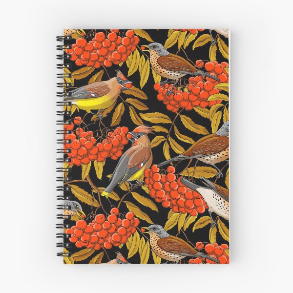 Item preview, Fieldfares and waxwings on rowan bunches designed and sold by Irina Ivanova.