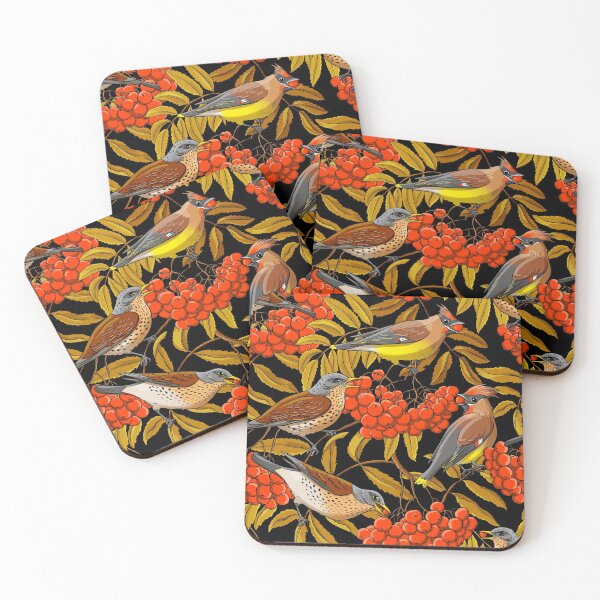 Item preview, Fieldfares and waxwings on rowan bunches designed and sold by Irina Ivanova.