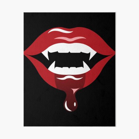 Red Lips and Vampire Fangs Art Board Print for Sale by ArtByBusyBee