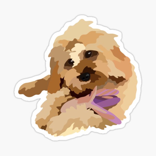 "Cavapoo Dog Octopus Plushie Portrait Digital Illustration" Sticker for ...