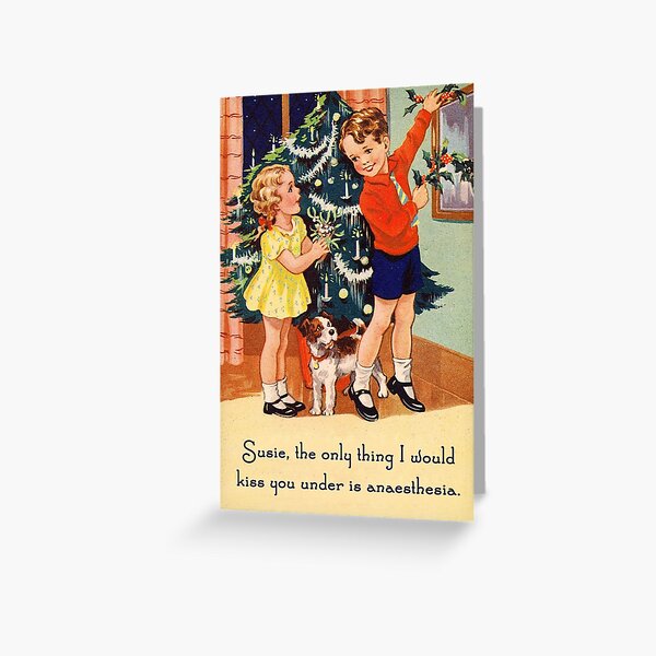 Anaesthesia - Funny Vintage Christmas Card Greeting Card