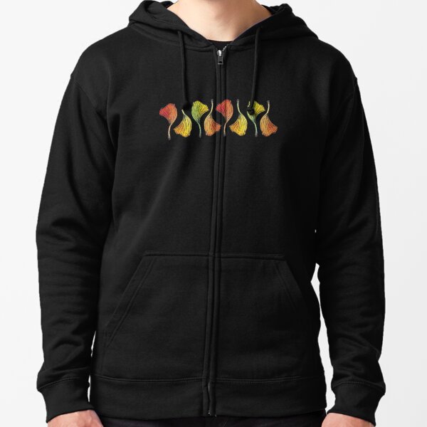 Ginkgo leaf pattern Zipped Hoodie