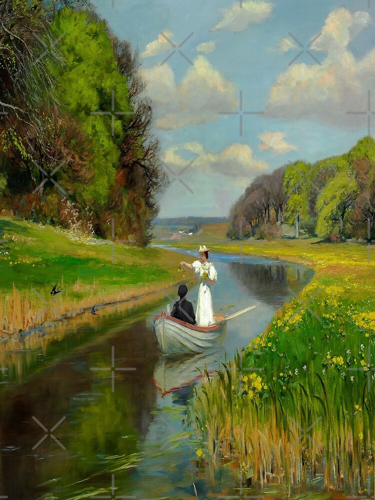 Spring. a Young Couple in a Rowing Boat on Odense Hans Andersen Brendekilde Mini Skirt