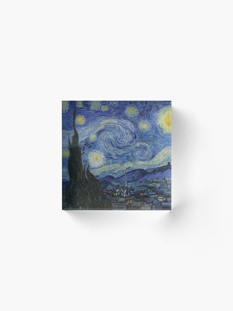 Alternate view of Starry Night Oil painting by Vincent van Gogh Acrylic Block