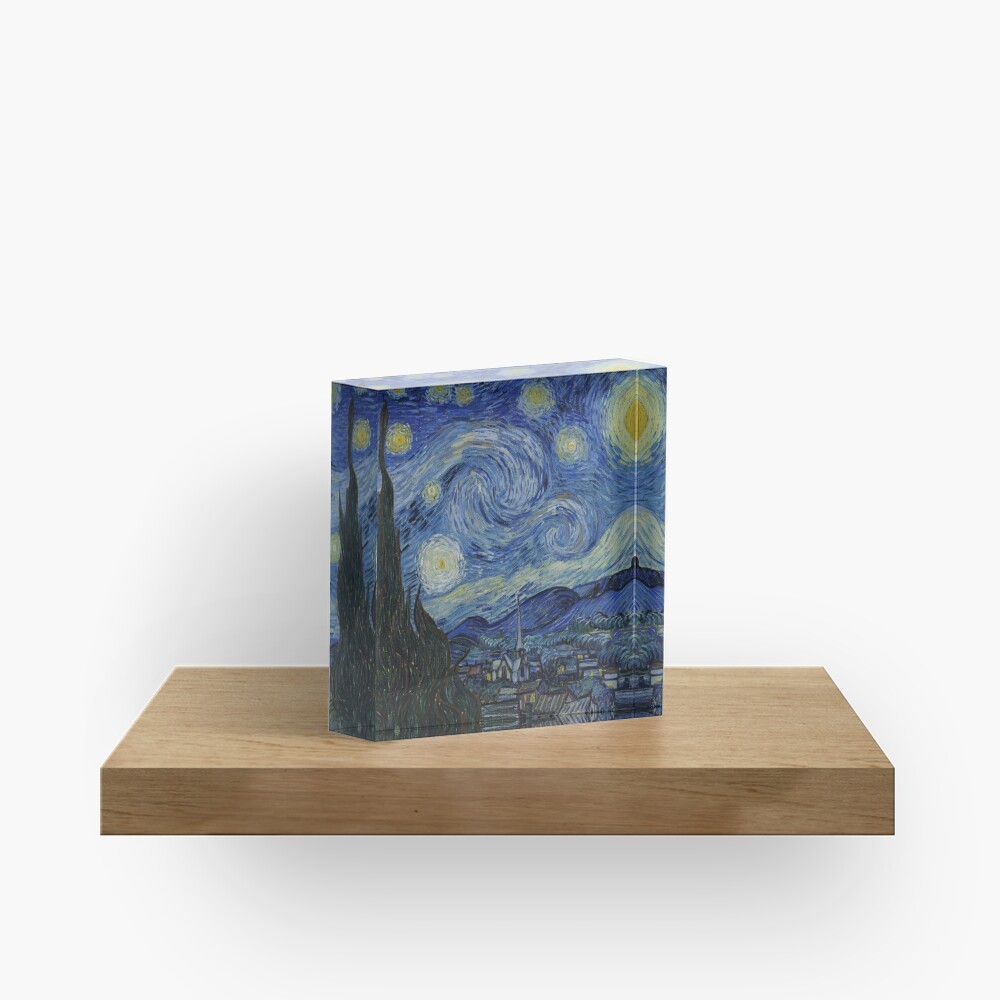 Starry Night Oil painting by Vincent van Gogh Acrylic Block