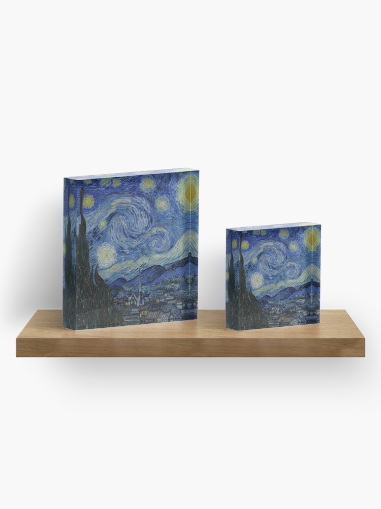 Alternate view of Starry Night Oil painting by Vincent van Gogh Acrylic Block