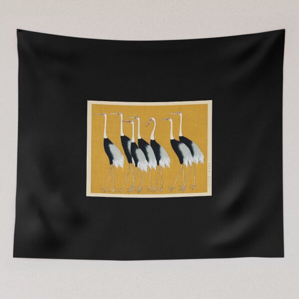 Item preview, A traditional portrait of a flock of beautiful Japanese Red crown Crane designed and sold by conceptDVS.