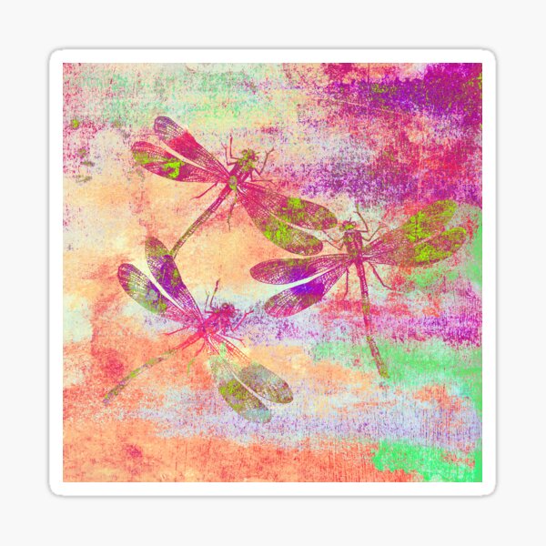 Mauritius Vintage Dragonflies Colours QF Sticker
