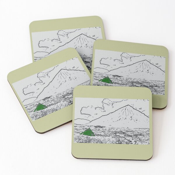 Item preview, Landscape digital art green tent Buachaille Etive Mhor Glencoe Scotland designed and sold by Stravaigin.