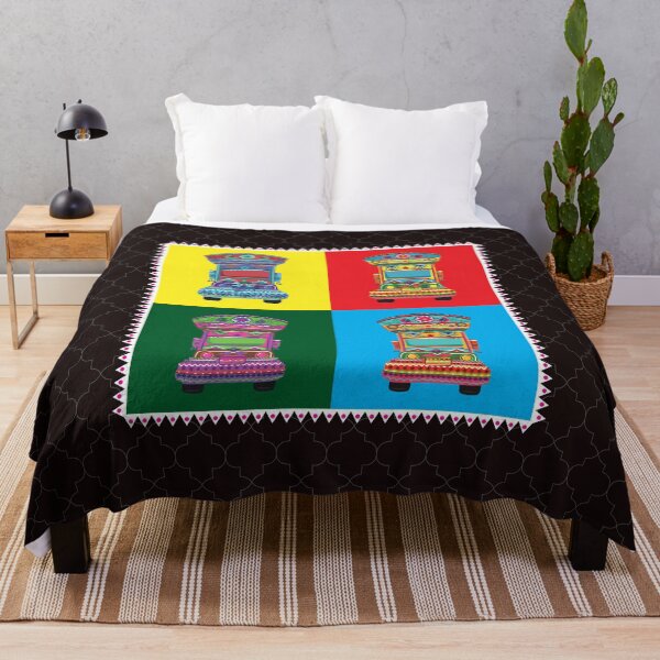 Item preview, Pakistani Truck Art, Multi colour designs on black solid background designed and sold by storeIndus.