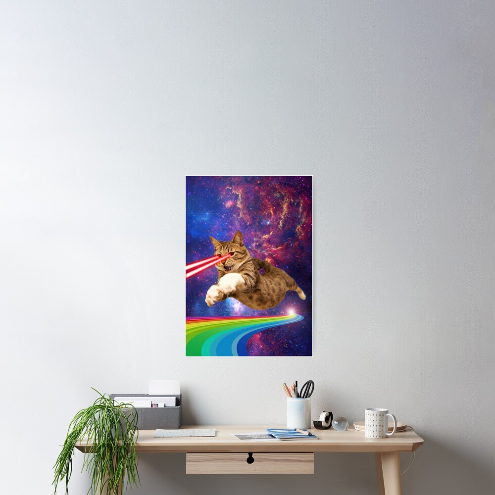 "Laser cat in space " Poster for Sale by MickeyRemnant Redbubble