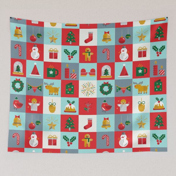 Item preview, 25 Days of Christmas Advent Calendar Collage Blue Red White Green Brown designed and sold by AlteredAtelier.