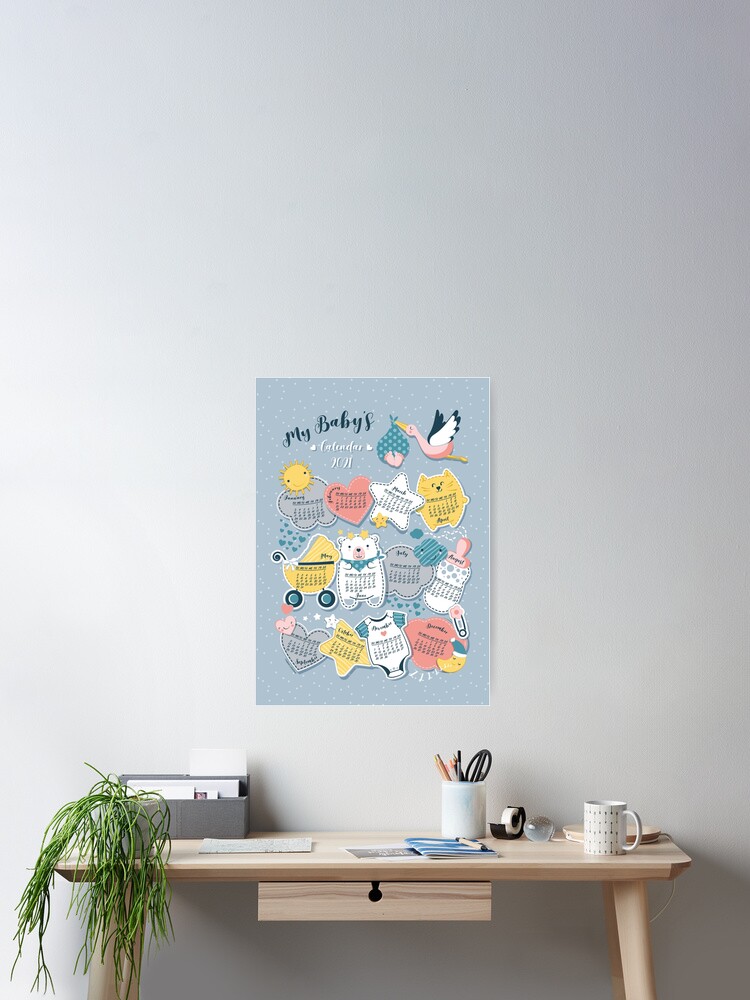 Poster Calendrier De Mon Bebe 21 Bebe Fille Ou Garcon Par Selmacardoso Redbubble