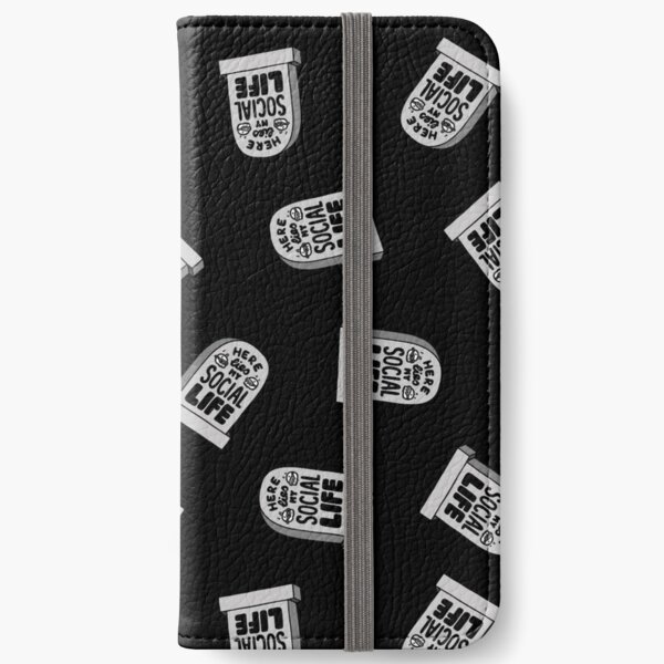 Here Lies My Social Life in Grey iPhone Wallet