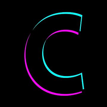 Glitch letter C, distorted letter C - Letter C Gift - Sticker