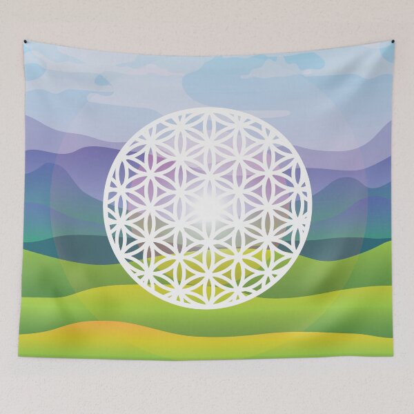 Item preview, Flower of life on a bright landscape designed and sold by Caroline Swart.