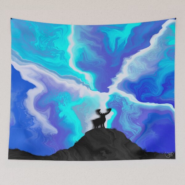 Item preview, Thunder Struck, digital fluid pour, abstract art designed and sold by MayGreenAbgrall.