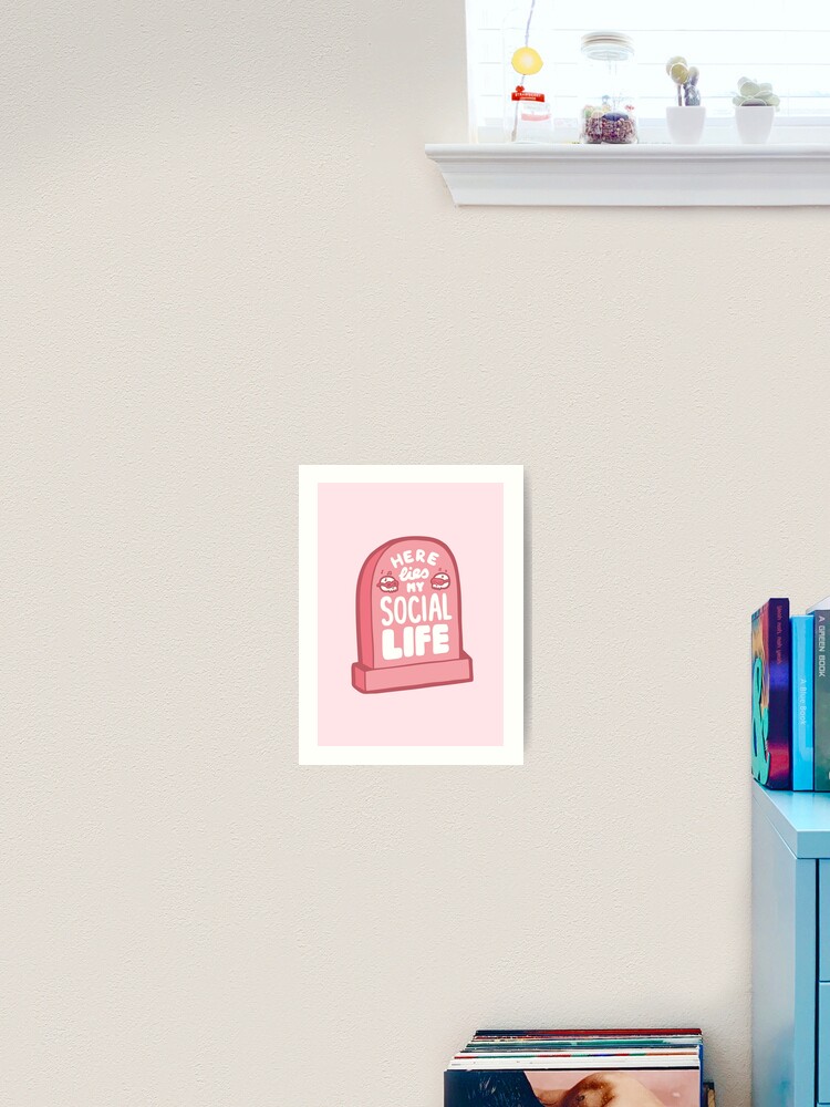 Here Lies My Social Life in Lilac Sticker for Sale by evannave