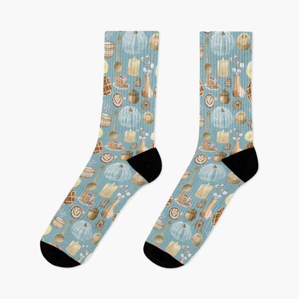Item preview,  Pattern with autumn elements on a blue background designed and sold by fiolika.