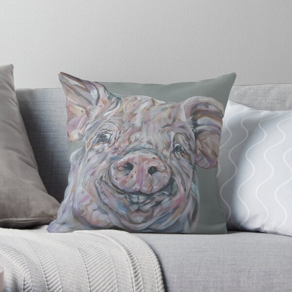 Chops. Pig art by award-winning UK artist Sam Fenner Throw Pillow