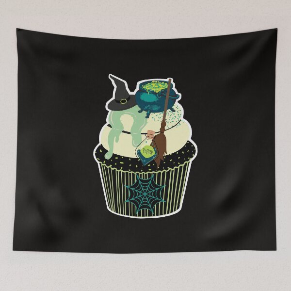 Item preview, Halloween witch cauldron potion broom hat cupcake designed and sold by MeliCollective.