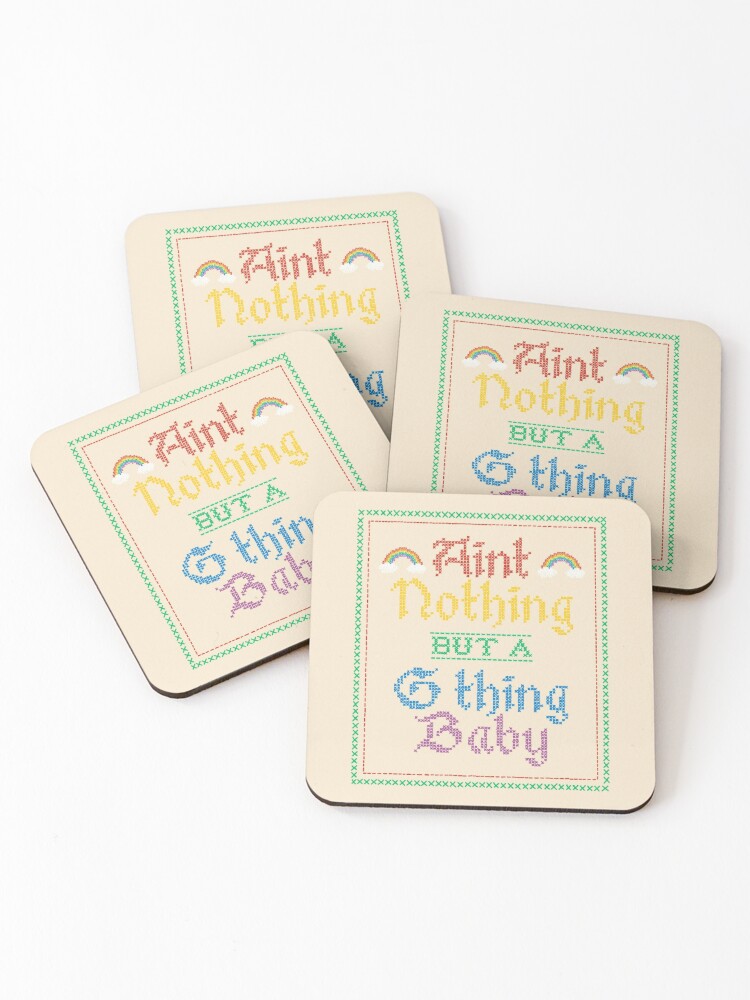 Ain T Nothing But A G Thing Baby Hip Hop Cross Stitch Coasters Set Of 4 By Toruandmidori Redbubble