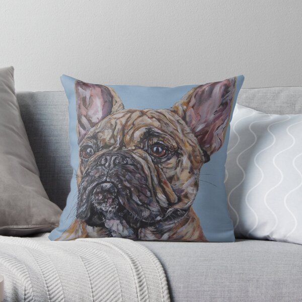 Le Woof Woof. French bulldog, dog painting art by award-winning UK artist Sam Fenner Throw Pillow