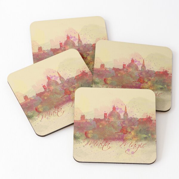 Item preview, Malta Valletta Red Tones Watercolor Coastline designed and sold by miraminerva09.