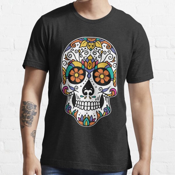 Craneo Dia De Los Muertos Vintage Sugar Skull With Flowers Dia De Muertos Shirt T Shirt For 0269