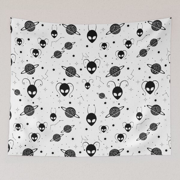 Item preview, Unique Interesting Cosmic Aliens, Planets And Stars Pattern - White designed and sold by lipemo.