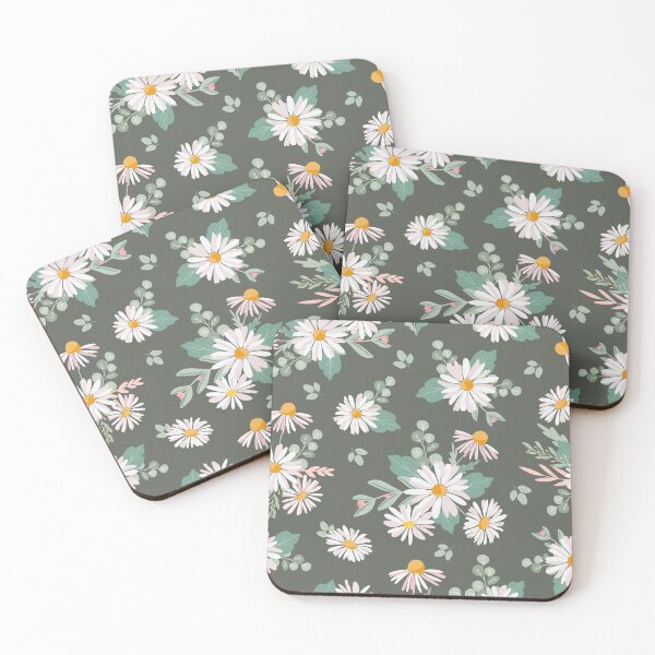 Item preview, White Daisies Olive Green designed and sold by junkydotcom.