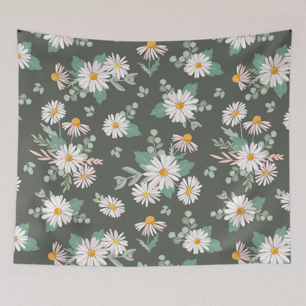 Item preview, White Daisies Olive Green designed and sold by junkydotcom.
