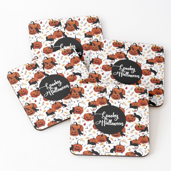 Item preview, spooky Halloween - cats & pumpkins designed and sold by Unalomedesigns.